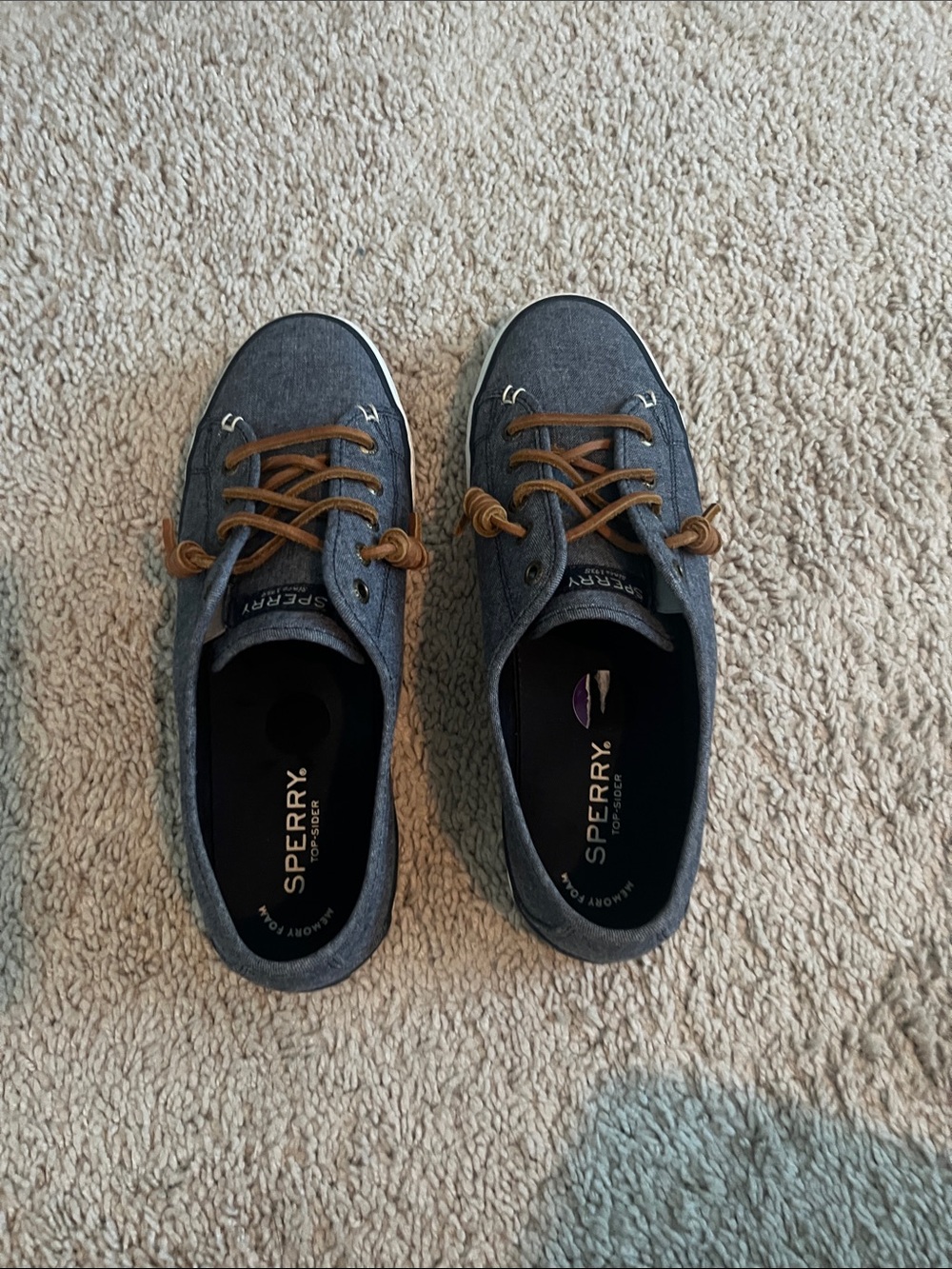 Sperry women’s Chambray topsider slip on sneakers 8.5